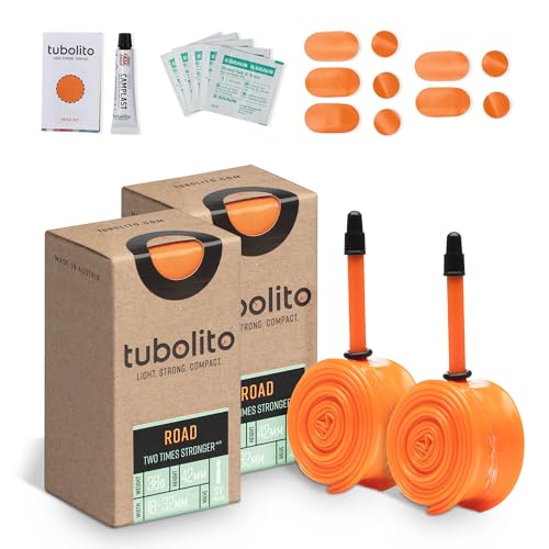 Tubolito Tubo de bicicleta 700C con válvula Presta de 42 mm | Tubo de 18-32 mm | Válvula naranja y negra | Ligero y duradero de alto rendimiento en la carretera | Compatibilidad de llanta y freno de