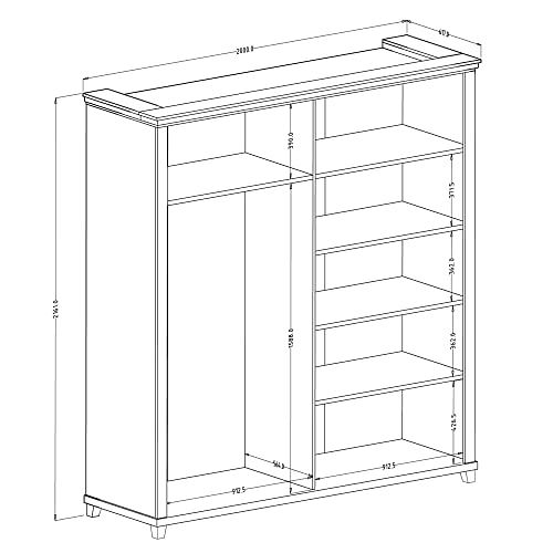 Lomadox Schlafzimmer Komplett Set Landhaus grün Eiche Bettgestell Doppelbett Liegefläche 160 x 200 cm Kleiderschrank Spiegeltür Nachttisch Nachtschrank Kommode – Bild 5