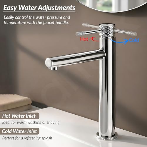 Image of Plantex Wash Basin Mixer Tap /Pure Brass Tap Handle and 304 Grade Stainless Steel Body /Hot & Cold Basin Mixer /Pillar Spout for Wash Basin /Deck Mount - (8013-2, Chrome)