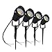 Zestaw 4 lamp ogrodowych LED, kolba 5 W, 220 V, reflektor zewnętrzny z kolcami, IP65, zewnętrzna lampa punktowa do patio, podwórka, ścieżki