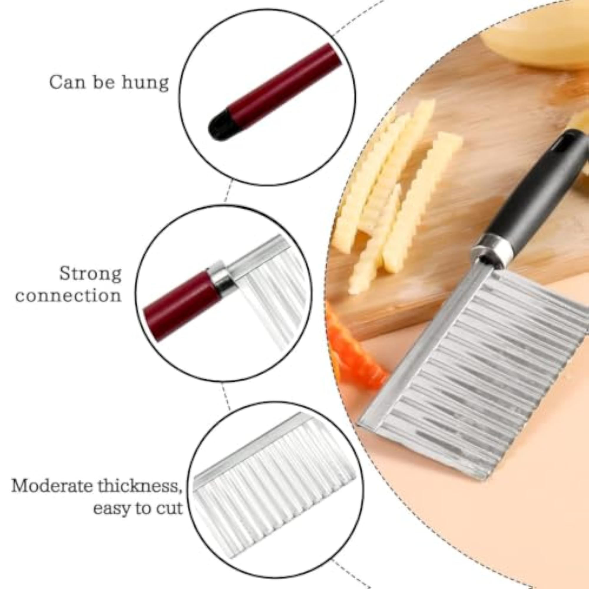 Crinkle Cutter Knife, Stainless Steel Wavy Vegetable Cutter