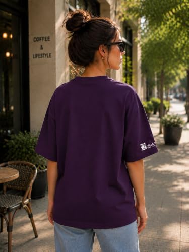 Image of ColorChakra Cotton Oversized Tshirt for Womens Down Shoulder Loose fit t-Shirt Women Baggy Style Oversize t-Shirt Korean fit