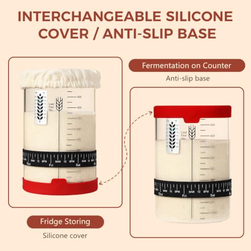 Image of Sourdough Starter Jar Kit,34oz Large Wide Mouth Sour Dough Jar Glass | Sourdough Bread Baking Supplies, Sourdough Tools for Beginners and Pro, Dishwasher-Safe, Borosilicate Glass, 2 Pack