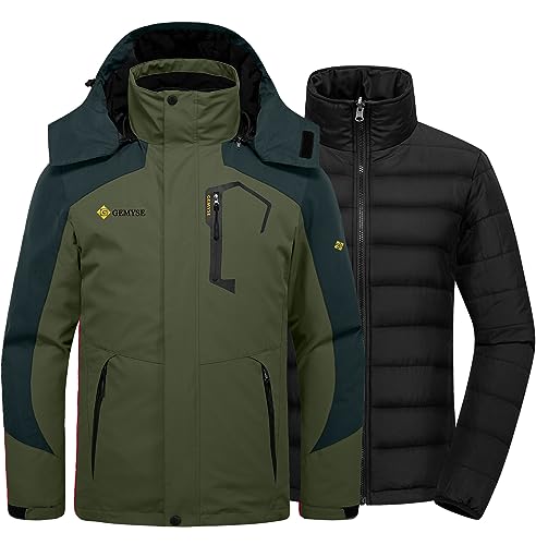 GEMYSE Men's Waterproof 3-in-1 Ski Snow Jacket Puffer Liner