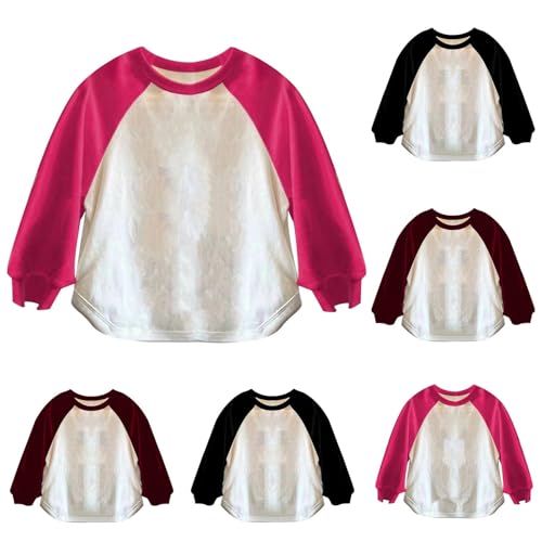 Toddler Girls Color Block T-Shirts Kids Soft Raglan Casual Top Boys Crewneck Basic Fall Long Sleeve Tees for 1-11 Years2