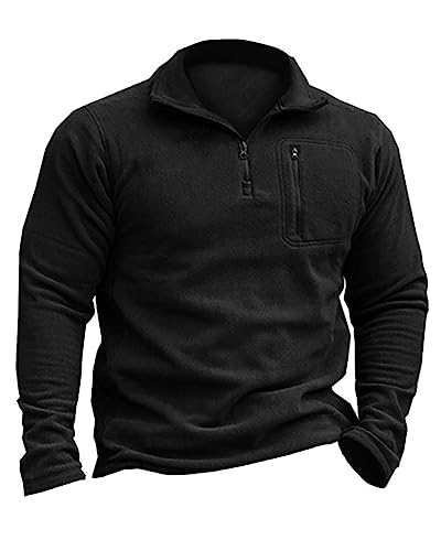 Beotyshow Herren Quarter Zip Fleece Pullover Langarm Sweatshirt Outdoor Taktisch Weich Warm Polar Fleecejacke