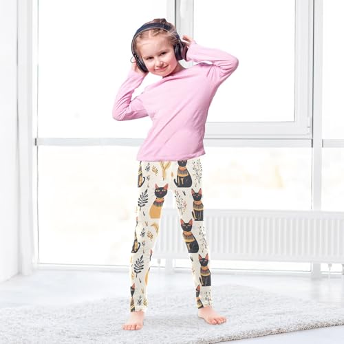 Cat Statue Girls Leggings,Workout Leggings for Girls Toddler Athletic Legging Size for 3-10T4