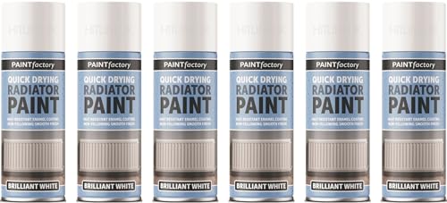 HitlineUK 6 X 400ML RADIATOR PAINT WHITE PAINT QUICK DRYING HEAT RESISTANT ENAMEL COATING PAINT