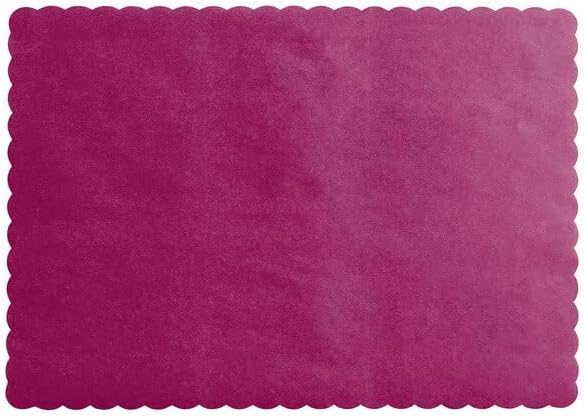 Paper Placemats for Dining Table - Disposable Scalloped Edges Color Table Mats Great for Parties and Christmas Table Decorations 10"x14" (Burgundy) 100 ct