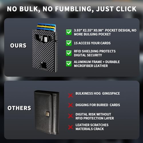 KISUEDZP Men’s Wallet with RFID Blocking | Tri-Fold Front Pocket Design | 12 Card Slots, 2 ID Windows & Cash Slot | Aluminum Card Ejector | Durable & Lightweight Men’s Accessories (Carbon) — view 5