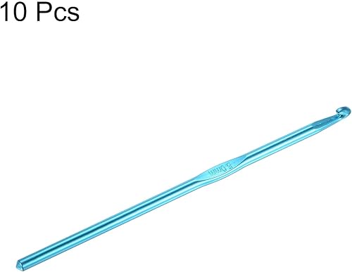 Miniatura 3 de uxcell Agujas de tejer de aluminio para tejer de 0.197 in, tamaño de EE. UU., talla H (talla 8), color azul, 10 unidades