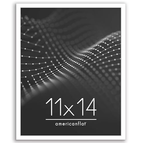 Image of Americanflat 11x14 Picture Frame with Shatter-Resistant Glass - Streamline Collection - Thin Border Picture Frame for Wall Display - Hanging Hardware Included - White