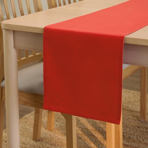 Image of Encasa Homes Table Runner for 6 Seater Dining - Brick - Large 13 x 72 inch, 100% Cotton Plain Dyed Solid Colours Decorative Cloth for Party, Banquet, Restaurant & Outdoors - Machine Washable