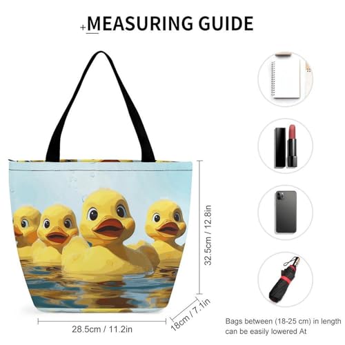 Tote Bag for Women Cute Yellow Rubber Ducky Printed Large Women Casual Shoulder Bag Reusable Shopping Handbag Grocery Bags for Work Travel2