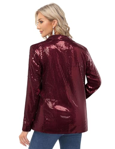 KANCY KOLE Women's Sequin Jackets Open Front Blazer Jacket Casual Long Sleeve Sparkly Cardigan Coat with Pocket S-XXL3