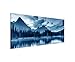 Produktbild Sinus Art 150x50cm Wandbild  Farbe Blau Petrol Panoramabild Wandbild auf echter Leinwand in sehr hoher Qualität - Sonnenaufgang Spillway Lake Kanada