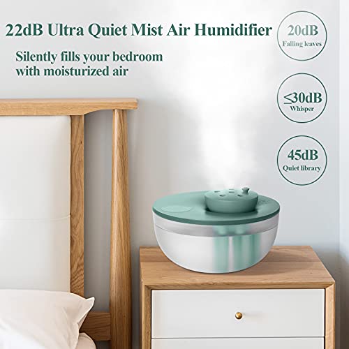 Air Humidifiers Humidifier for Bedroom - 22dB Super Quiet Cool Mist Humidifier & Essential Oil Diffuser | 1.2L USB Humidifier with Waterless Auto-Off | Small Humidifier for Home Baby Office Plants