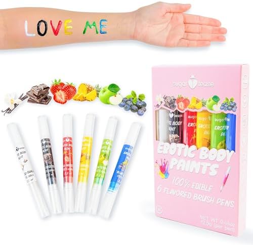 Edible Flavored Body Paints Erotic Intimate Lickable Brush Pens for Couples & Adults Sensual Standard Colors(6 pack)