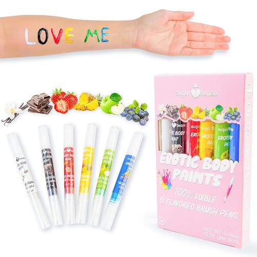 Edible Flavored Body Paints Erotic Intimate Lickable Brush Pens for Couples & Adults Sensual Standard Colors(6 pack)