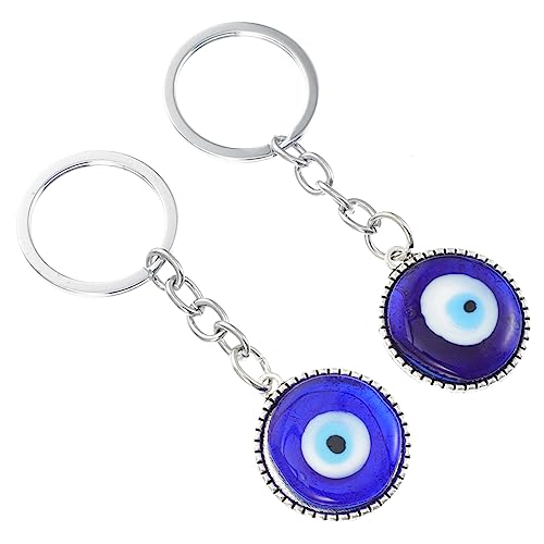 OATIPHO 2 Piezas Llavero De Ojos Azules Adornos De Llavero Adorno De Llave De Mal De Ojo Azul Llavero De Parejas Para Él y Para Llavero Para Las Llaves Del Coche Anillos Blue Aleación