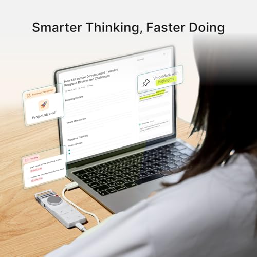 Image of HiDock P1 AI Voice Recorder Work with Bluetooth Earbuds: BlueCatch Tech Smart Voice Recorder with Playback AI Transcriber Summarize for Lectures Meeting Notes Voice Activated Recorder 64GB(Star White)