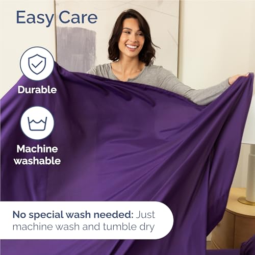 Image of Full 6 Piece Bed Sheet Set - Comfy, Breathable & Cooling Sheets - Purple | Ultra-Soft Hotel Luxury Bedding Set with 8-16 Inch Deep Pockets, 1 Flat & 1 Fitted Sheet & 4 Pillowcases, Wrinkle & Fade Free