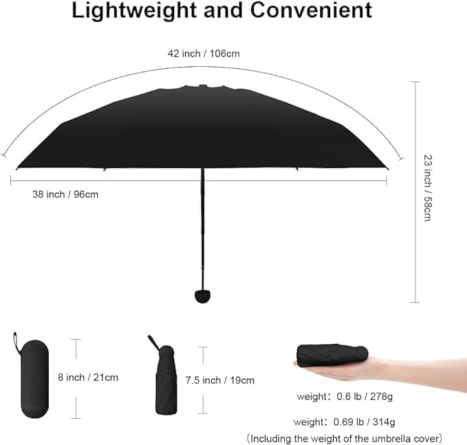 Image of Umbrella, Mini Folding Windproof & Compact UV Umbrella for Sun Protection Rain Windproof Strong Large 3 Fold for Women Handbags,3 Fold for Men Women, Stylish & Compact