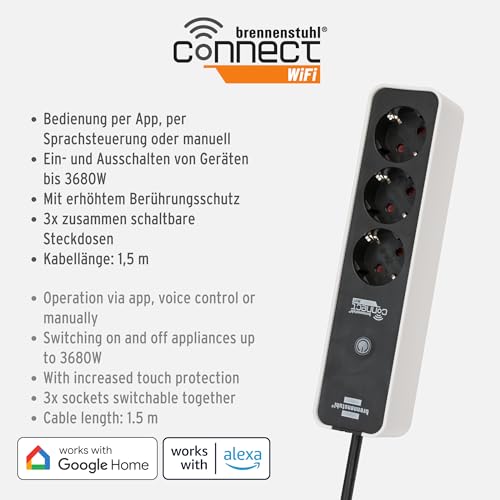 Regleta WiFi Brennenstuhl Connect con 3 tomas programables para control de hogar inteligente 3