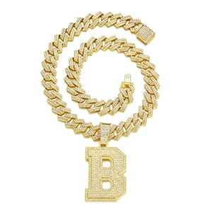 Cuban Link Chain for Men, Miami Men’s Chain Silver Gold Plated Necklace for Diamond Chain for Ice Chain Hip Hop Jewelry Gift, Rhinestone pendant necklace for fashion jewelry