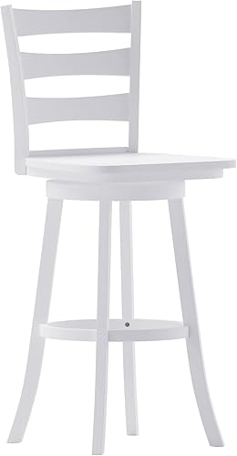 Miniatura 9 de Flash Furniture Liesel - Taburete de bar clásico de grado comercial, marco de madera maciza de nogal lavado gris, altura de barra, asiento giratorio