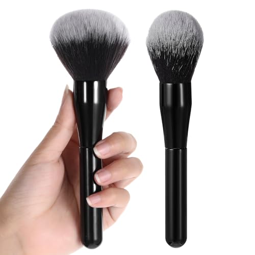 MBAIYO 2 pinceles grandes para polvos, pinceles de maquillaje profesionales, para colorete, colorete, colorete, colorete, colorete, colorete, base de maquillaje