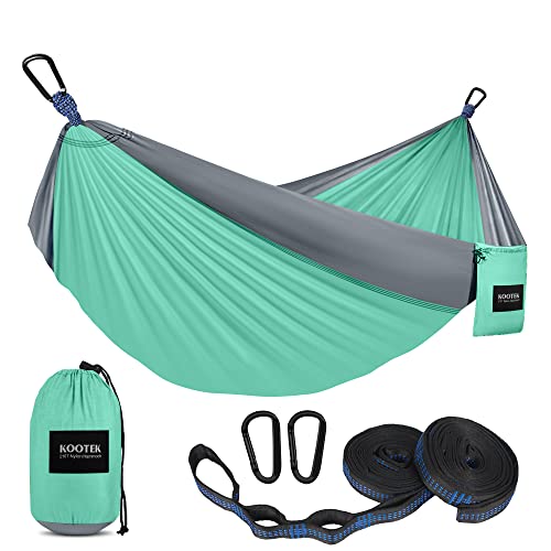 Kootek Camping Hammock 500 lbs Capacity, Portable Hammocks with Tree Straps & Attached Carry Bag, Camping Essentials Gear, Perfect for Outside Indoor Hiking Beach Backpack Travel