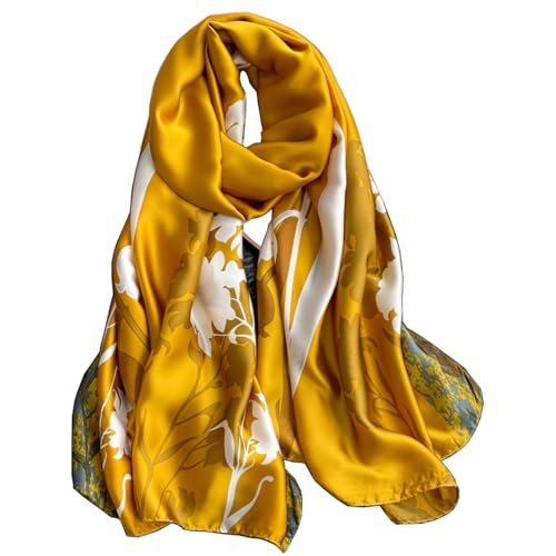 Image of ZDMHSH Fashion Scarves Scarf 100% Silk Feeling Scarf Silk Like Scarves Long Lightweight Sunscreen Shawls for Women