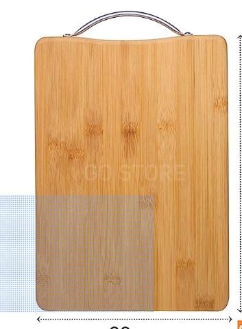 kirti Enterprises Large Non-Slip Wooden Bamboo Cutting Board with Antibacterial Surface with Stainless Steel Handle, Chopping Board for Kitchen, Cutting Board for Kitchen (Wood) kirti Enterprises Large Non-Slip Wooden Bamboo Cutting Board with Antibacterial Surface with Stainless Steel Handle, Chopping Board for Kitchen, Cutting Board for Kitchen (Wood)
