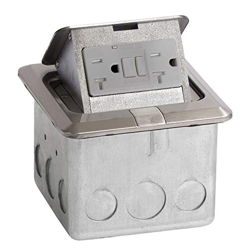 Lew Electric PUFP-SQ-SS-GFI Pop Up 20 AMP GFCI Outlet Box - Stainless Steel