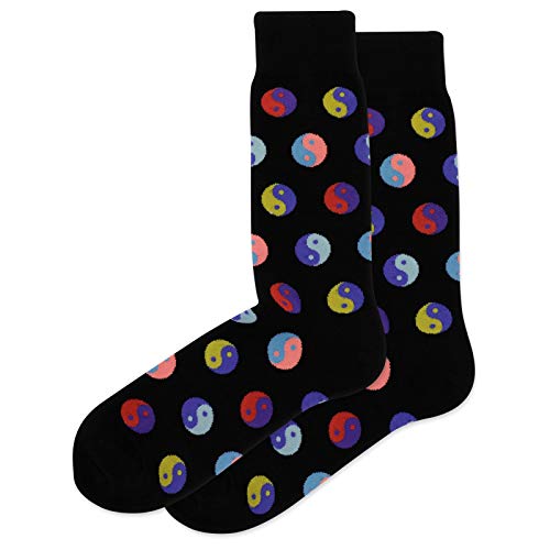 Hot Sox Yin Yang Socks, Black, 1 Pair, Men Shoe 6-12.5