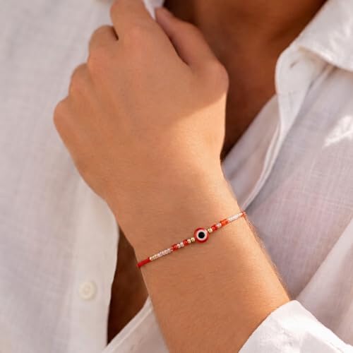 Image of Peora Evil Eye & Crystals Studded Rakhi for Brother Bhaiya | Red Thread | Raksha Bandhan Hamper with Roli Chawal Greeting Card