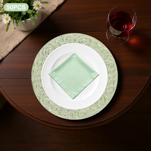 Juego de 50 Platos Decorativos Redondos Desechables 13" miniatura 4