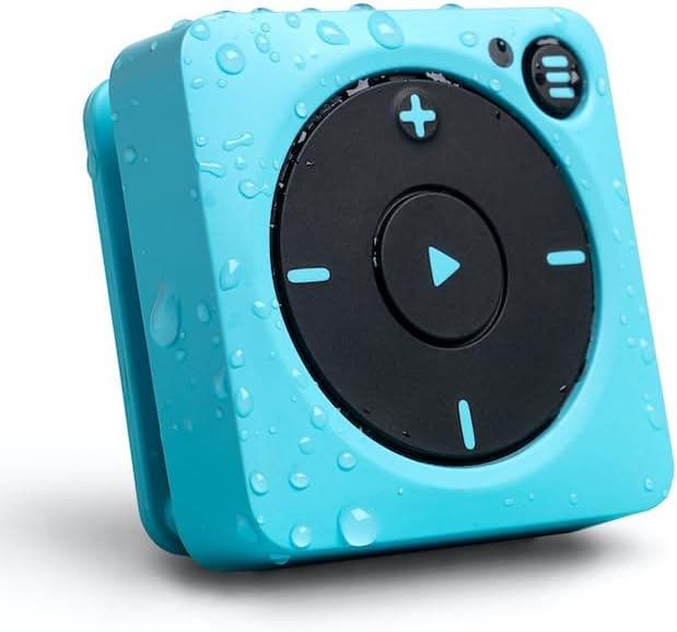 AudioFlood Waterproof Mighty Spotify & Amazon Music Player MP3 with Waterproof Short Cord Headphones