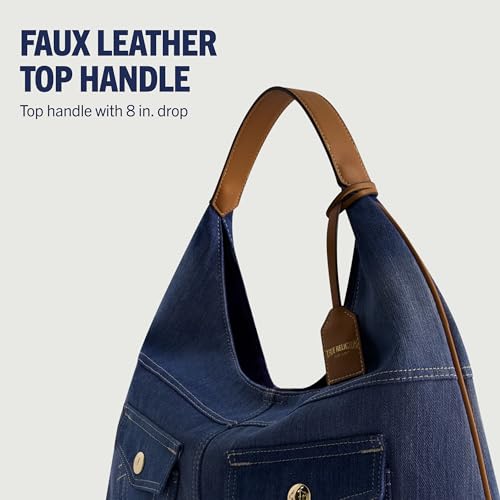 Image of True Religion Women's Shoulder Bag Purse, Hobo Handbag with Front Pockets