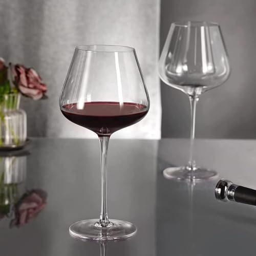 Image of Premium Wine Glasses 460ml, Set of 2 Long Wine, Burgundy Clear Glasses with Stem for Wedding Anniversary, Birthday, Gift (RKT-01, Set of 2)