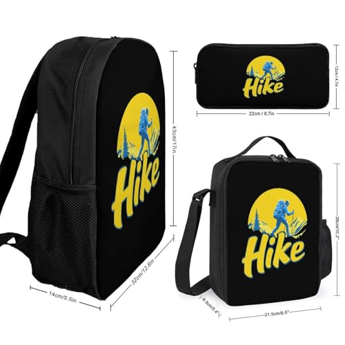 Hikers Take A Hike Classic Backpack Lunch Bag Pencil Case 3 Piece Set Travel Daypack2