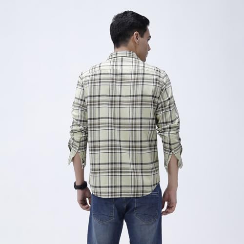 Image of BASICS 100% Cotton Checked Shirt for Men | Slim Fit | Everyday Smart Casual Wear | Full Sleeve