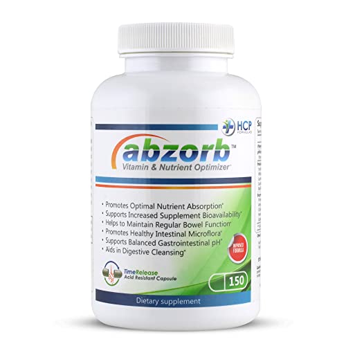 HCP Formulas - Abzorb - Vitamin & Nutrient Optimizer - Digestive Enzymes, Probiotics, & Magnesium Oxide Complex - Balance Intestinal Flora - Gut Health & Bowel Support - Dietary Supplement - 150 Caps