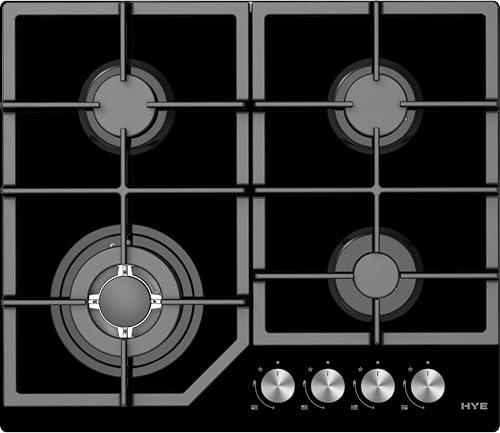 HYE Built-In Gas Hob - 4 Burners 60cm Sleek Black Design
