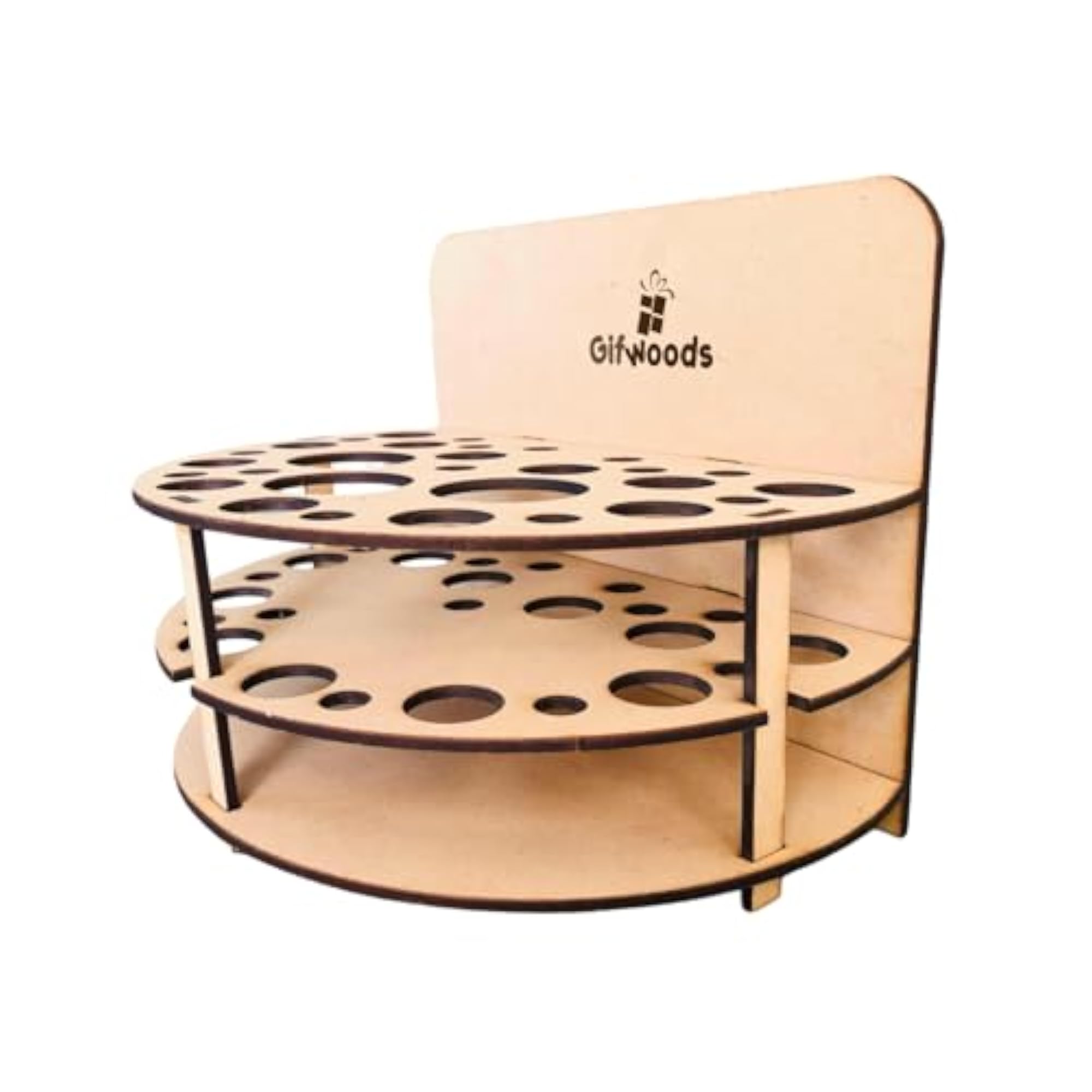 Premium Wooden Rotating Makeup Brush Organizer
