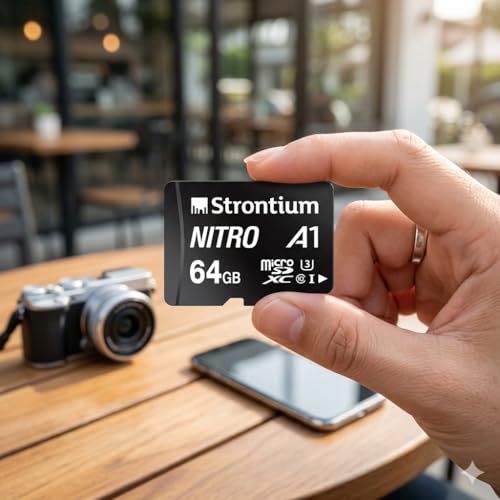 Image of Strontium 64GB Nitro microSDXC Memory Card | Class 10, UHS-I U3 V30, Up to 100MB /s Read Speed, 4K UHD Video Support, A1 Rated for Android Apps