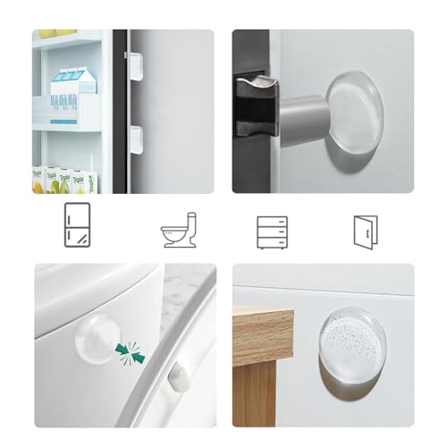 Image of Door Stoppers Wall Protector, 6PCS Reusable Door Bumper with Self Strong Adhesive, Quiet, Shock Absorbent Gel for Home, Office, Wall Protector from Door Knobs