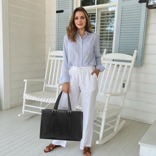 Image of PALAY Tote Bag for Woman 15.6 inches Laptop Tote Bags PU Leather Business Briefcase Shoulder Bag Commuting Handbag Crossbody Bags for Women