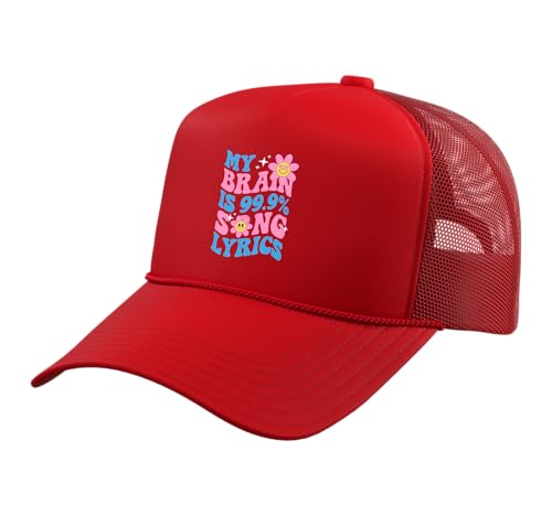 My Brain is 99.9% Song Lyrics Song Lyrics Music Lover Singer Trucker Hat with Adjustable Mesh Back, Red